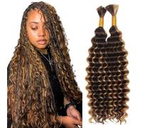 18 Inch Synthetic Water Wave Bulk Braiding Hair, 160g 2 Bundles for Boho Knotless Micro Braids (P4/27, 18inch)