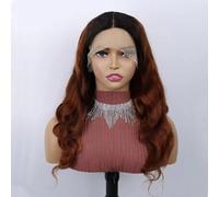 18 Inch Wavy long Curly Gradient Brown Wig,13x4x1 Lace Wig Human Hair,Heat Resistant Fiber Wig,Glueless Wig,Suitable for ladies' daily parties Wear.