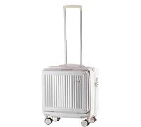 18 Inch White Small Carry On Luggage Full Open Design Lightweight Checked Suitcase with Front Cover Travel Essential for Easy Packing and nization