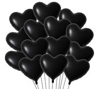 18 Inches Black Heart Balloons - Large Foil Mylar Balloons for Gothic Birthday, Halloween, Valentine’s Day, Graduation, and Dark Theme Party Decorations (12)