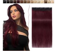 18 inches SEGO One Piece Hair Extensions Clip in Human Hair [#99J Wine Red] Real Remy Hairpieces for Women 3/4 Full Head Straight Invisible (50g)
