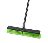 18” Indoor Shop and Garage Push Boom with Soft Bristles, Heavy Duty Brush Broom with 59” Long Handle for Commercial & Residental Floor Cleaning Sweeping