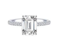 18 Karat Gold Rings, Womens Wedding Bands Vintage Moissanite 2ct 4 Claws Ring 750 White Gold for Fiancée Size L 1/2