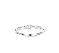 18 Karat White Gold Rings for Her, Half Eternity Wedding Engagement Bands with Moissanite Delicate Promise Ring Solid Real Gold for Women Size N 1/2