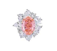 18 Karat White Gold Rings, Wedding Band Unique Sunflower Moissanite with 10X14mm Rectangle Padparadscha Au750 Silver Band Ring Size I 1/2