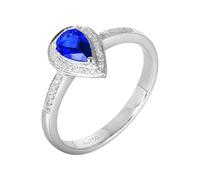 18 Karat White Gold Rings, Woman Rings Lab Created Sapphire 0.57ct 3 Prong White Gold Band with Moissanite Birthday Gift for Her Size W 1/2