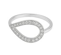 18 Karat White Gold Rings, Women Ring Water Drop with Diamond Au750 White Gold Band Size N 1/2