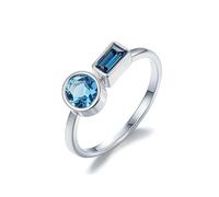 18 Karat White Gold Rings, Women Ring with Topaz Real Au750 White Gold Band Size I 1/2