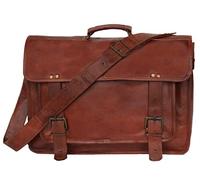 18" Leather Messenger Bag Laptop case Office Briefcase Gift for Men Computer Distressed Shoulder Bag