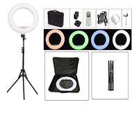 18" LED Video Ring Light with Mirror, RGB+W Colors Lamp, Stand Tripod, for DSLR, iPhone & Android Smart phones - Professional Studio Photography Dimmable Lighting Kit for live video Makeup & Youtube