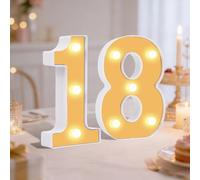 18 Light up Numbers, Warm LED Number Lights, Numbers Sign for 18th Birthday Decorations Wedding Anniversary Grad Home Bedroom (18th)