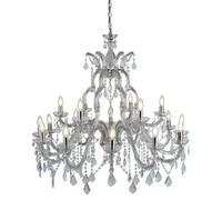 18 Lights Chrome Frame Ceiling Fitting Chandelier Light with Clear Crystal Drops