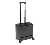 18" Lightweight Luggage, Small 4 Wheels Carry On Hand Suitcase, ABS Hard Shell Suitcase with Inner Pockets & Front Laptop Pocket & TSA 3 Digit Combination Lock for Business and Travelling (Grey)