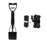 18 Long Handle Foldable Pooper Scooper with Garbage Bag Bone-Shaped Storage Box for Dogs Cats Ergonomic Easy-Pull Non-Stick Surface Portable Waste Cleaning Tool Pets