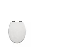18" MDF Toilet Seat Universal Adjustable Fit Most Toilets Oval Seat┃Bathroom Standard Wooden MDF Toilet Seat | WC SEAT +Fittings (White Tongue & Groove Wooden)