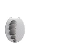 18" MDF Toilet Seat Universal Adjustable Fit Most Toilets Oval Seat┃Bathroom Standard Wooden MDF Toilet Seat | WC SEAT +Fittings (Pebbles Black Novelty)