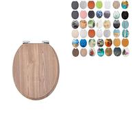 18" MDF Toilet Seat Universal Adjustable Fit Most Toilets Oval Seat┃Bathroom Standard Wooden MDF Toilet Seat | WC SEAT +Fittings (Light Brown Wood Grain)