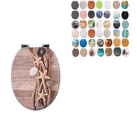 18" MDF Toilet Seat Universal Adjustable Fit Most Toilets Oval Seat┃Bathroom Standard Wooden MDF Toilet Seat | WC SEAT +Fittings (Costal & Stones)