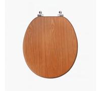 18" MDF Toilet Seat Universal Adjustable Fit Most Toilets Oval Seat┃Bathroom Standard Wooden MDF Toilet Seat | WC SEAT +Fittings (Brown Wooden)