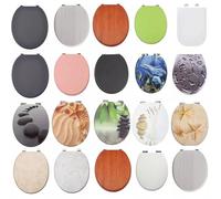 18" MDF Toilet Seat Universal Adjustable Fit Most Toilets Oval Seat┃Bathroom Standard Wooden MDF Toilet Seat | WC SEAT +Fittings (Underwater Ocean Life)