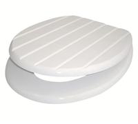 18'' MDF Universal Oval Toilet Seat, Stainless Steel Hinges | Adjustable Seat, Anti-Slip, Easy to Clean | Ideal for Bathroom and En-Suite Use (White Stripes)