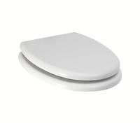 18'' MDF Universal Oval Toilet Seat, Stainless Steel Hinges | Adjustable Seat, Anti-Slip, Easy to Clean | Ideal for Bathroom and En-Suite Use (White)