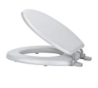 18'' MDF Universal Oval Toilet Seat, Stainless Steel Hinges | Adjustable Seat, Anti-Slip, Easy to Clean | Ideal for Bathroom and En-Suite Use (Grey) (Grey Silver)