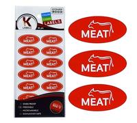 18 Meat Kosher Labels Oven Proof Up To 500 Freezable, Microwavable, Dishwasher Safe, English Color Coded Kitchen Stickers By