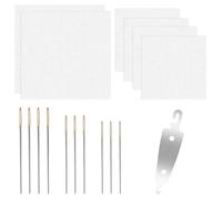18 Mesh Blank Needlepoint Canvas, 6Pcs Pre-Cut Cotton Mono Square Sheets | DIY Embroidery Craft Supplies, 4Pcs 6 in & 2Pcs 8 in Canvas with 10 Needles and Needle Threader for Coaster, Keychain Making