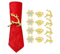 18 metal napkin rings featuring seasonal reindeer, snowflake, and leaf designs, crafted for durability and to elevate the look of holiday and event tables (silver)
