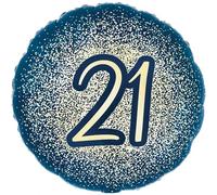 18" Metallic Glitter Happy 21st Birthday Navy Gold Foil Balloon