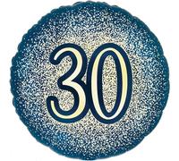 18" Metallic Glitter Happy 30th Birthday Navy Gold Foil Balloon