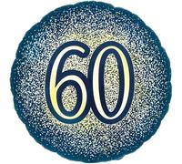 18" Metallic Glitter Happy 60th Birthday Navy Gold Foil Balloon