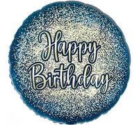 18" Metallic Glitter Happy Birthday Navy Gold Foil Balloon