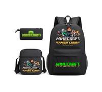 (18) Minecraft 3pcs Sets Backpack Mochila Kids Capacity Bags