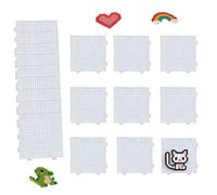 18 Mini Hama Bead Boards, 7.5x7.5 Cm, 2.6mm Pegboard Set | 18 Mini Hama Bead Boards, 7.5x7.5 cm, 2.6mm Pegs, Interlocking Design, Clear Plastic, for DIY Craft