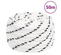 (18 mm/ 50 m) vidaXL Braided Boat Rope Polyester Sturdy Yacht Cable Black/White Multi Sizes