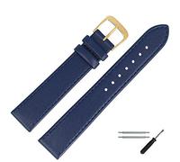 18 mm Leather Watch Strap Blue Fine Genuine Leather Strap with very Subtle Bombage - suitable to the clocks - MARBURGER Watch MARBURGER Watch Since 1945 Cord - Dark Blue/Gold