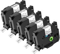 18 mm x 8 m Laminated Compatible With TZ TZe-241 TZe241 Black On White Label Tape Works With PT-D600 Label Maker(5 Pcs)