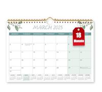 18 Mo Calendar 2025/26, A4 Wall Calendar 2025-2026, Monthly 2025 Calendar for Family Planner, Month to View From March 2025 - August 2026, Academic Calender for Office Kitchen, Green Leaf