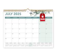 18 Month Calendar 2025 uk, A4 Wall Calendar 2025/26, Monthly Calendar 2025 uk Family Planner Month to View from July 2025 - Dec.2026, 2025 calender for Office Family Kitchen - Green Leaf