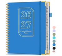 18 Month Weekly & Monthly 2026-2027, January 2026 -June 2027 Planner, 8.5" x 11" A4 Hardcover Daily Planner, Weekly & Monthly Agenda Book with Tab, Spiral Calendar Planner for Work School Home, Navy