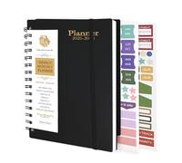 18 Month Year Diary, JAN2025-JUN2026 Weekly & Monthly Diary, A5 Spiral Bound Daily Agenda Planner, Hardcover To-Do List Journal, Productivity Week to View with 108 Stickers for Office (Black)