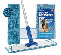 18" Mucho Mop Microfiber Mop System - Mops for Floor Cleaning - Hardwood Floor Mop for Tile, Laminate, Wood, Vinyl Floors | Washable Pads | Dry & Wet Mopping | Adjustable Handle