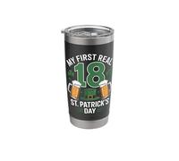 18 My First Real St Patricks Day Irish Beer Birthday Stainless Steel Insulated Tumbler
