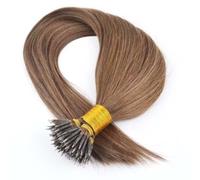 18" Nano Ring Hair Extensions 100% Real Human Hair Blonde Black Brown Nano 35G / Free Rings Included (Ash Brown #8)