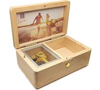 18 Note Wind up Solid Wood Jewelry Music Box with Photo Frame, for Christmas/Birthday/Valentine's Day/Mother's Day，Tune of You are My Sunshine. (Maple Wood)