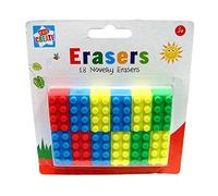 18 Novelty Toy Brick Erasers Rubbers Back to School Kids Brick Style Block