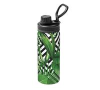 18 Oz Double Wall Vacuum Insulated Stainless Steel Green Leaves of Palm Tree Tropical Plant Print Water Bottle,Sweat Leak Proof,Keep Cold 24h Hot 12h
