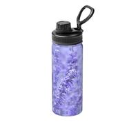 18 Oz Double Wall Vacuum Insulated Stainless Steel Purple Lavender Colored Flowers Print Water Bottle,Sweat Leak Proof,Keep Cold 24h Hot 12h